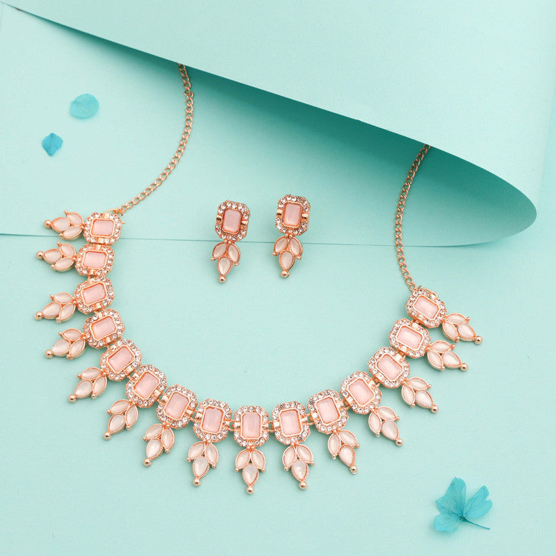 Tehzeeb Creationss Baby Pink Colour Choker With Stud - Swadesiicart