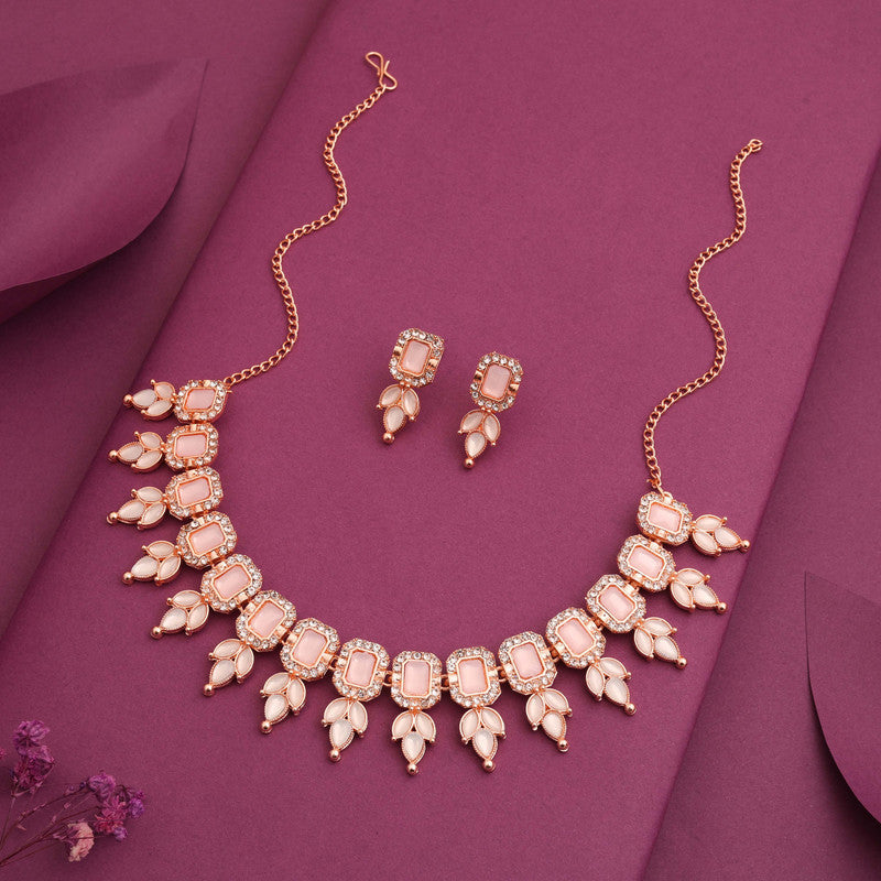 Tehzeeb Creationss Baby Pink Colour Choker With Stud - Swadesiicart