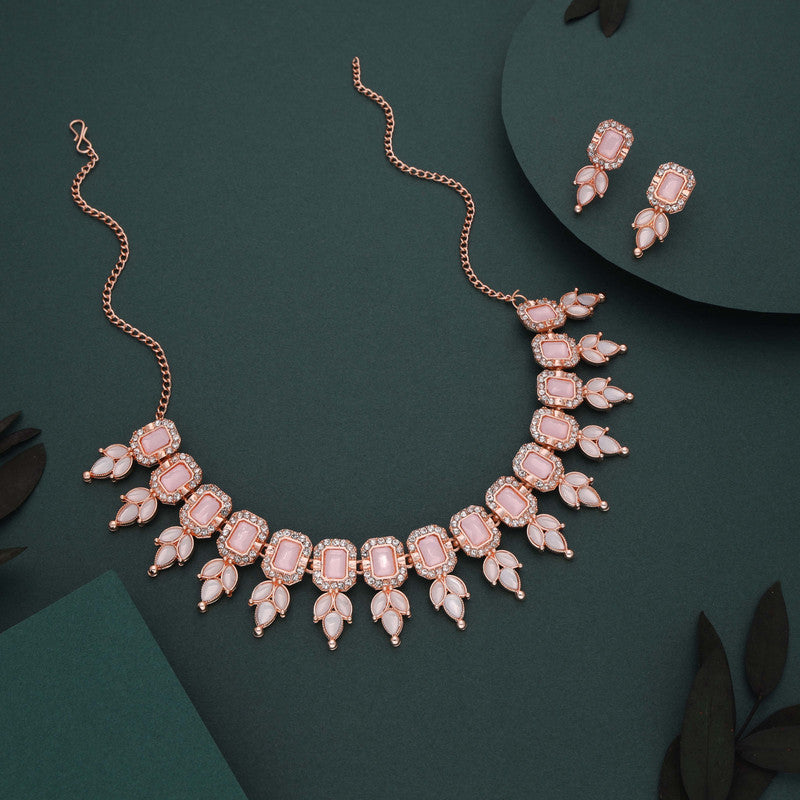 Tehzeeb Creationss Baby Pink Colour Choker With Stud - Swadesiicart