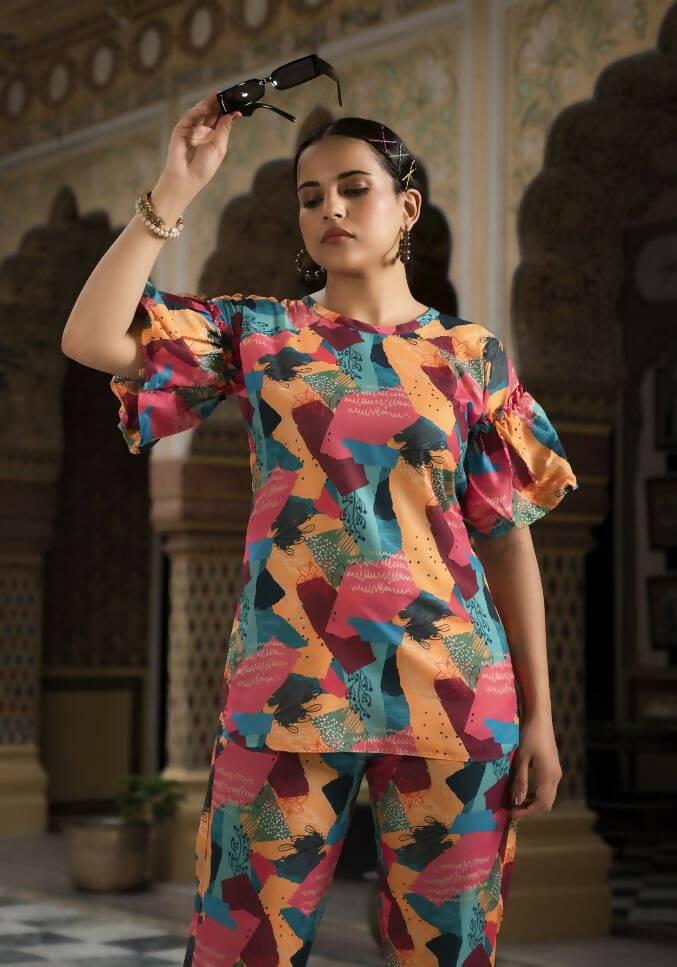 Women's Casual Fashionable Multi Muslin co-ord set - Rooh - Swadesiicart