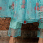 Pomcha Jaipur Blue And Red Floral Organza Anarkali Set | Swadesiicart