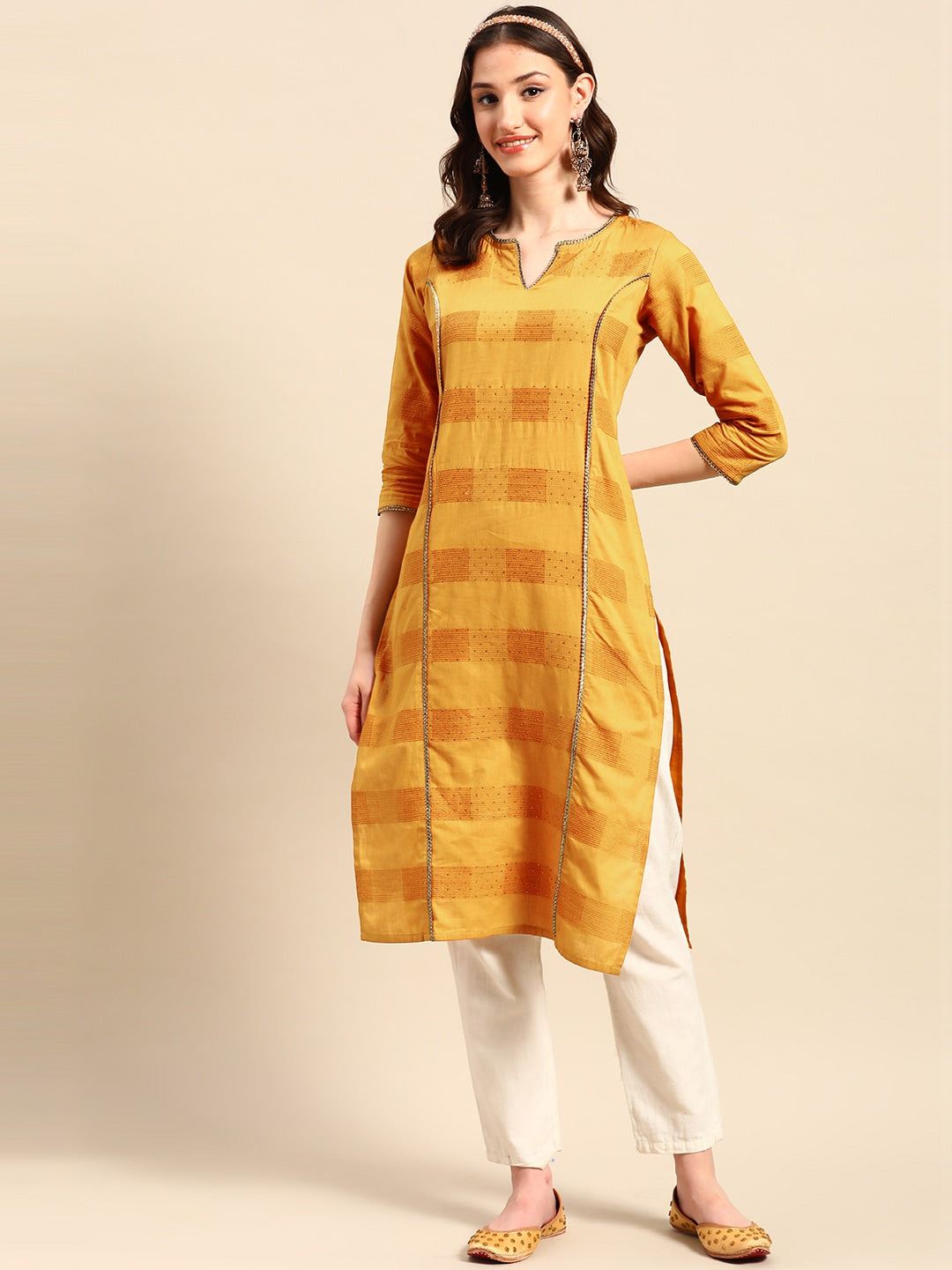 Sangria Embellished Cotton Kurta - Swadesiicart