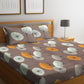 KLOTTHE Brown & Yellow Floral 210 TC Cotton Bedsheet with Pillow Cover - Swadesiicart