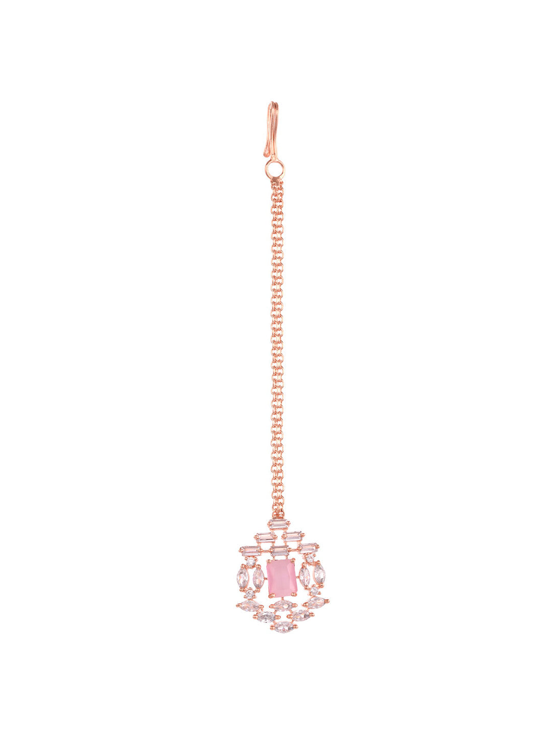 Saraf RS Jewellery Rose Gold-Polished & Pink AD Studded Handcrafted Jewellery Set - Swadesiicart