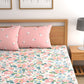 CHHAVI INDIA Pink & Blue Floral 210 TC Bedsheet with Pillow Covers - Swadesiicart