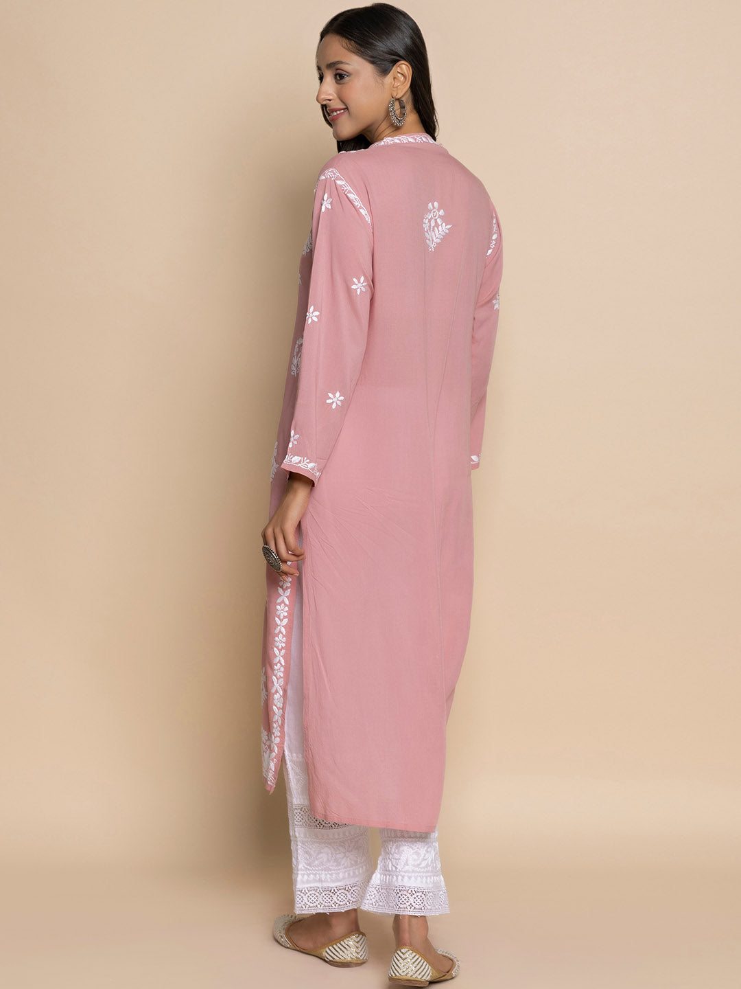 HOUSE OF KARI Floral Embroidered Fizaa Chikankari Pure Cotton Straight Kurta | Swadesiicart