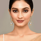 Peacock Feather Pattern Gray Jhumki Drop Earrings for Womens by House of Ree | Swadesiicart