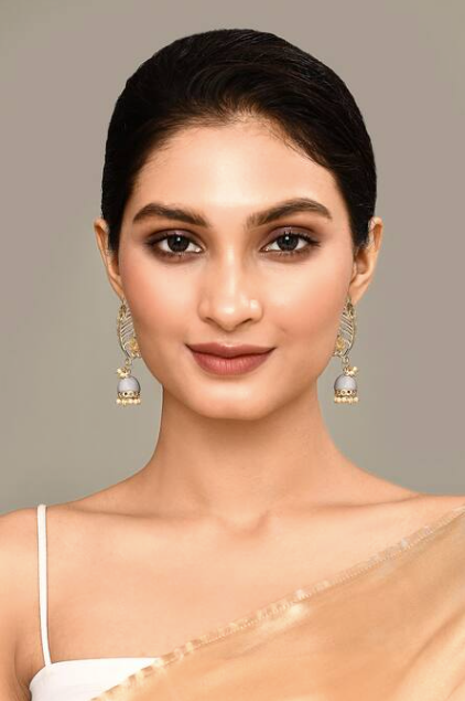 Peacock Feather Pattern Gray Jhumki Drop Earrings for Womens by House of Ree | Swadesiicart