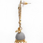 Peacock Feather Pattern Gray Jhumki Drop Earrings for Womens by House of Ree | Swadesiicart