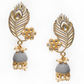 Peacock Feather Pattern Gray Jhumki Drop Earrings for Womens by House of Ree | Swadesiicart