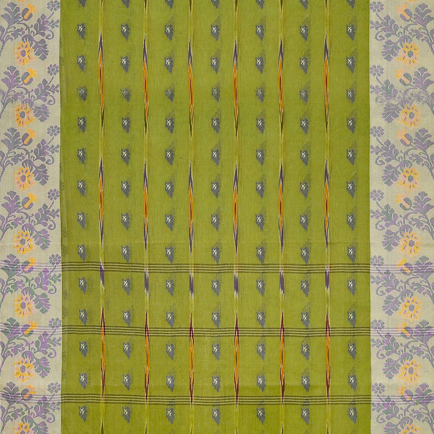 Exclusive Collection 100% Pure Cotton Olive Tant Saree With Hand Weaving Work - Swadesiicart