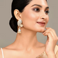 Peacock Feather Pattern Gray Jhumki Drop Earrings for Womens by House of Ree | Swadesiicart