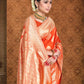 Vardha Fire Orange Woven Banarasi Saree | Swadesiicart