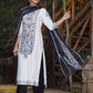 Juniper Womens White Rayon Floral Glitter Placement Printed Straight Kurta With Solid Bottom And Printed Dupatta Set | Swadesiicart