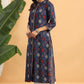 Juniper Womens Indigo Rayon Printed A-Line Kurta - Swadesiicart