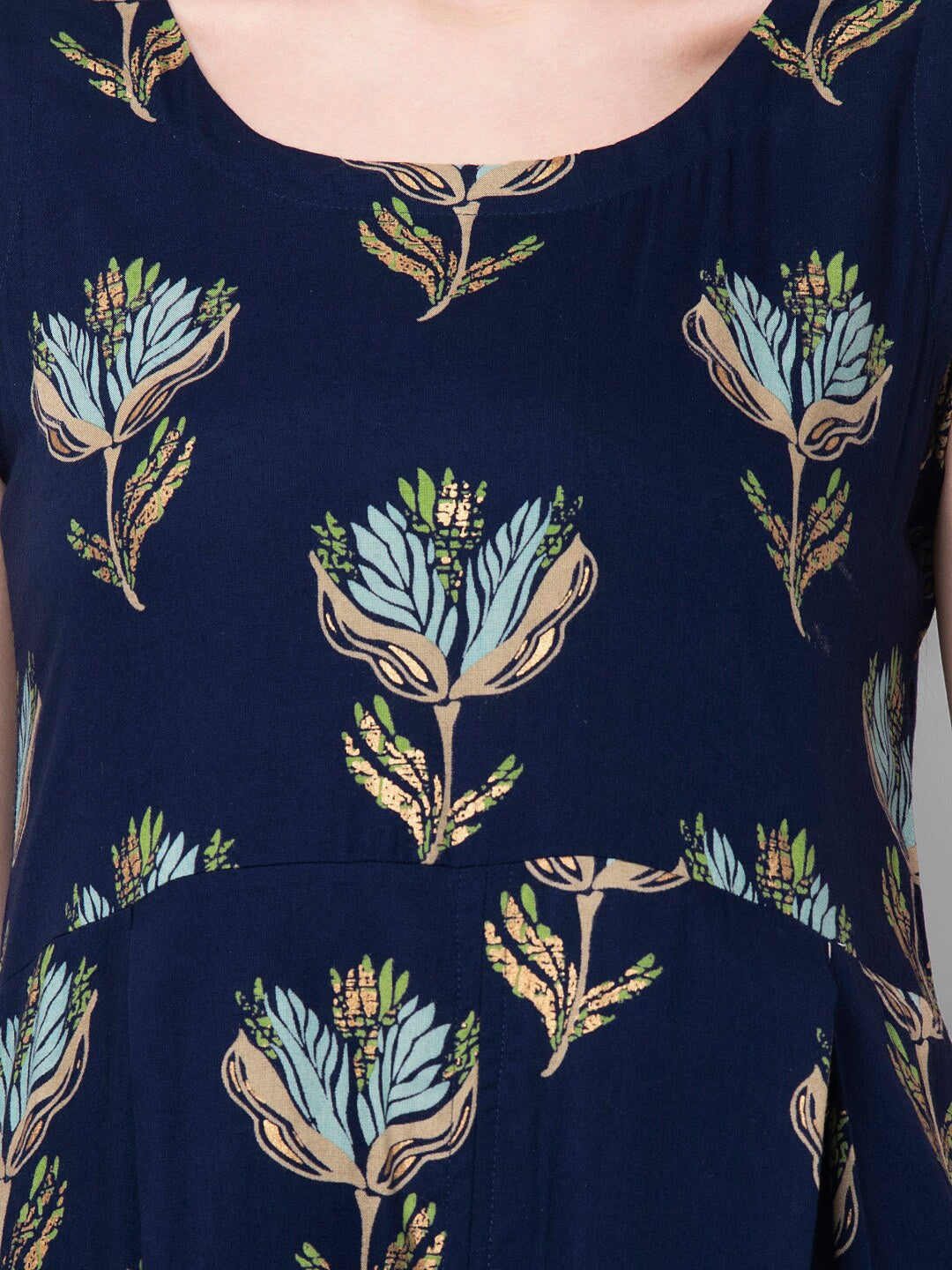 Kalini Women Blue Ethnic Motifs Printed A-Line Kurta - Swadesiicart