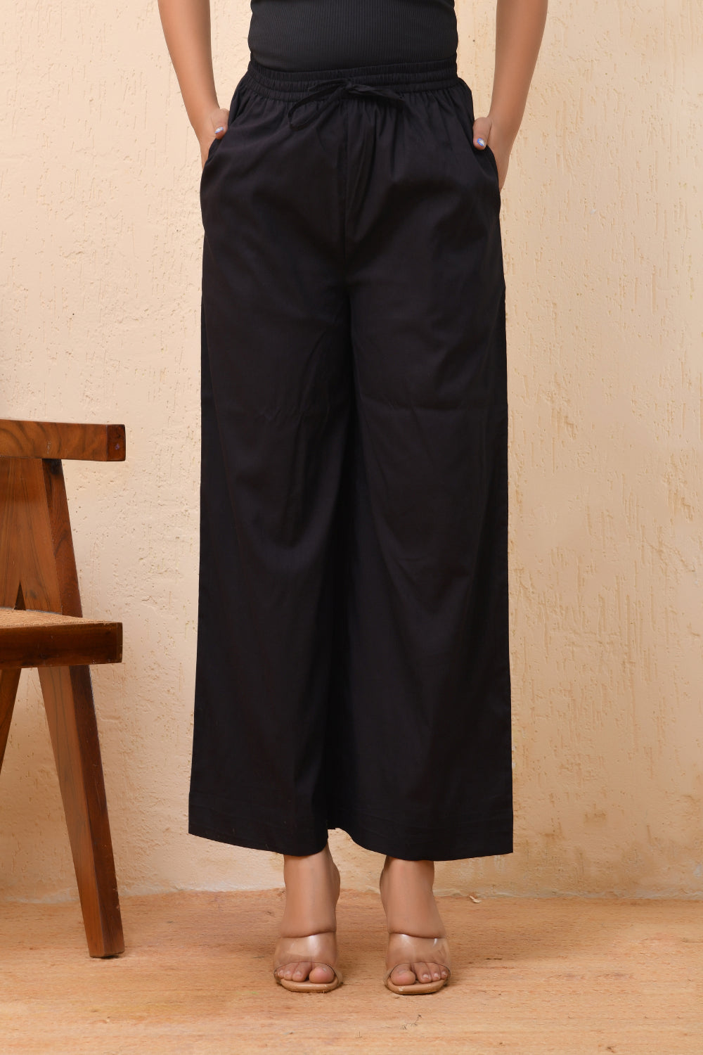 Vaasva Women White Solid Palazzo Pant | Swadesiicart