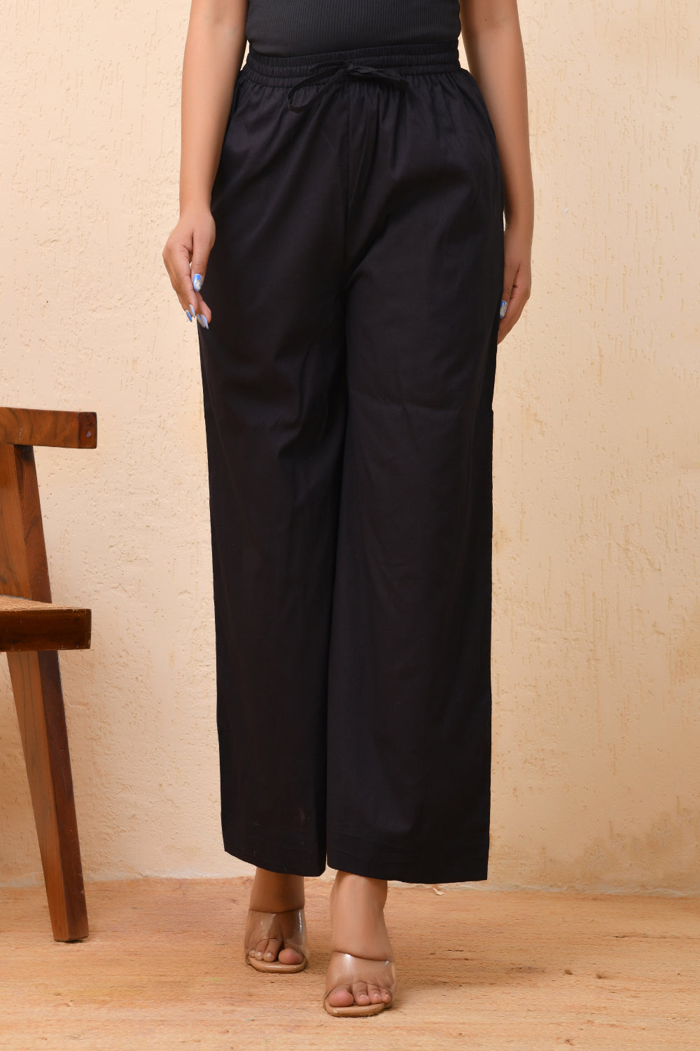 Vaasva Women White Solid Palazzo Pant | Swadesiicart