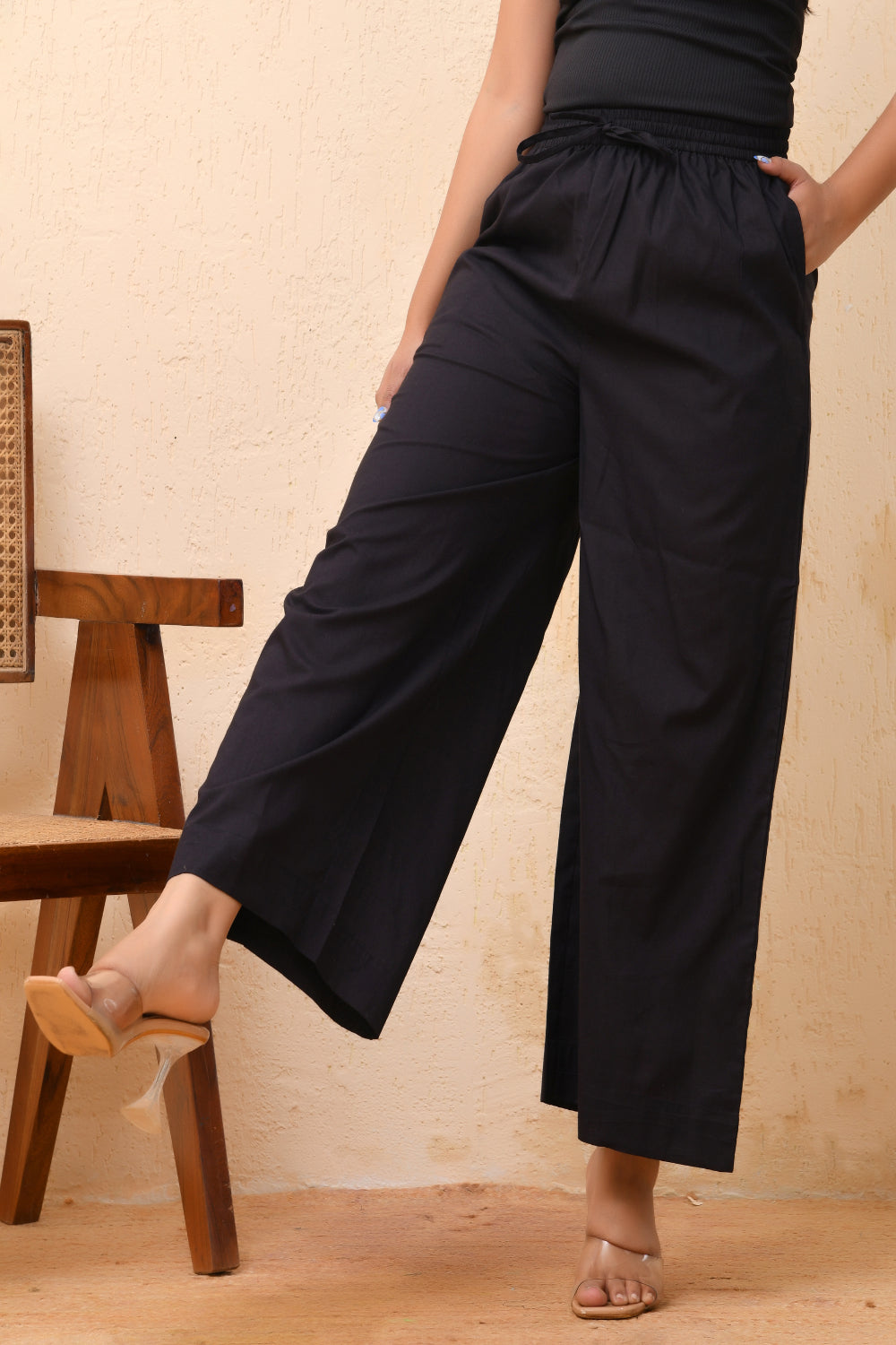 Vaasva Women White Solid Palazzo Pant | Swadesiicart