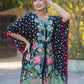 Juniper Womens Black Rayon Multi Color Floral Printed Kaftan | Swadesiicart