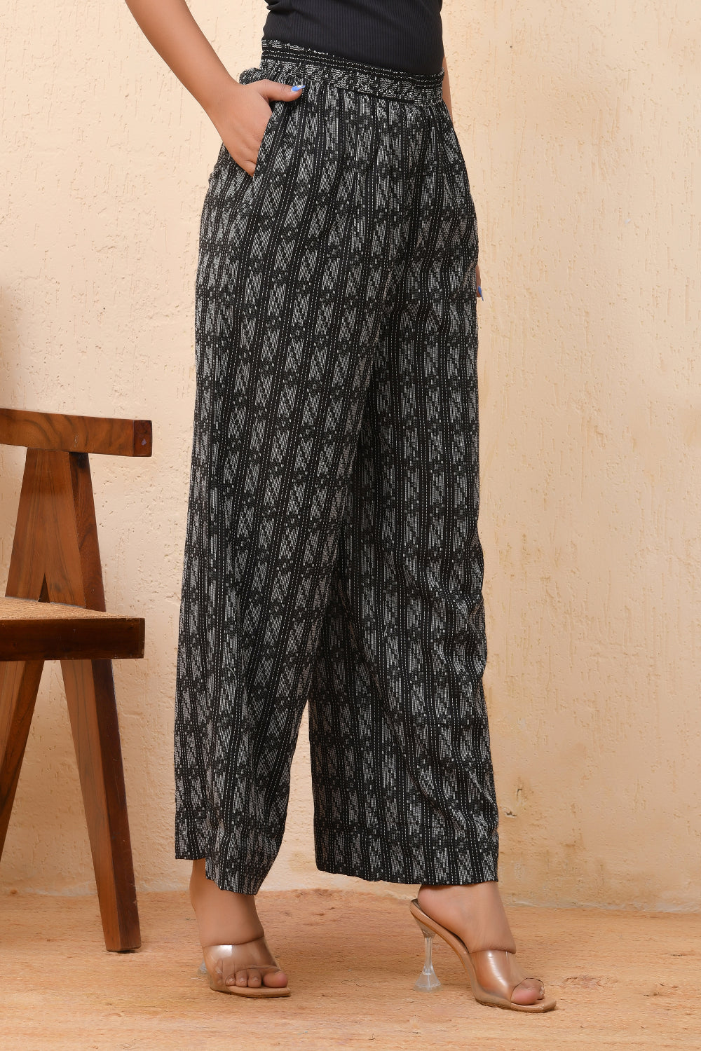 Vaasva Women Dobby Flared Pants | Swadesiicart