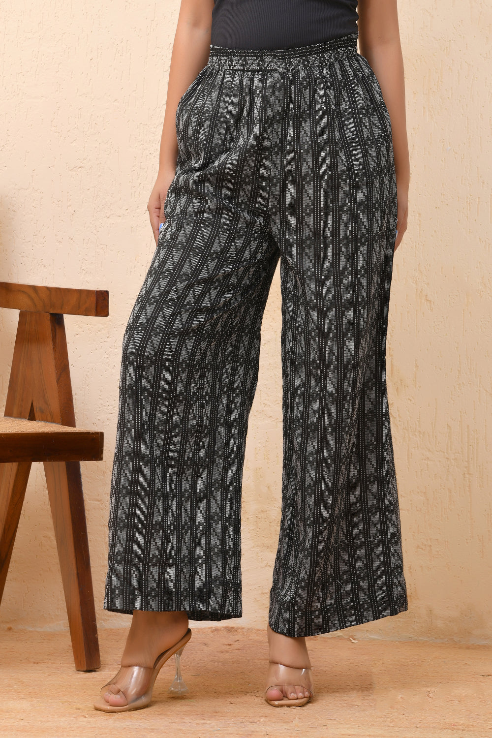 Vaasva Women Dobby Flared Pants | Swadesiicart