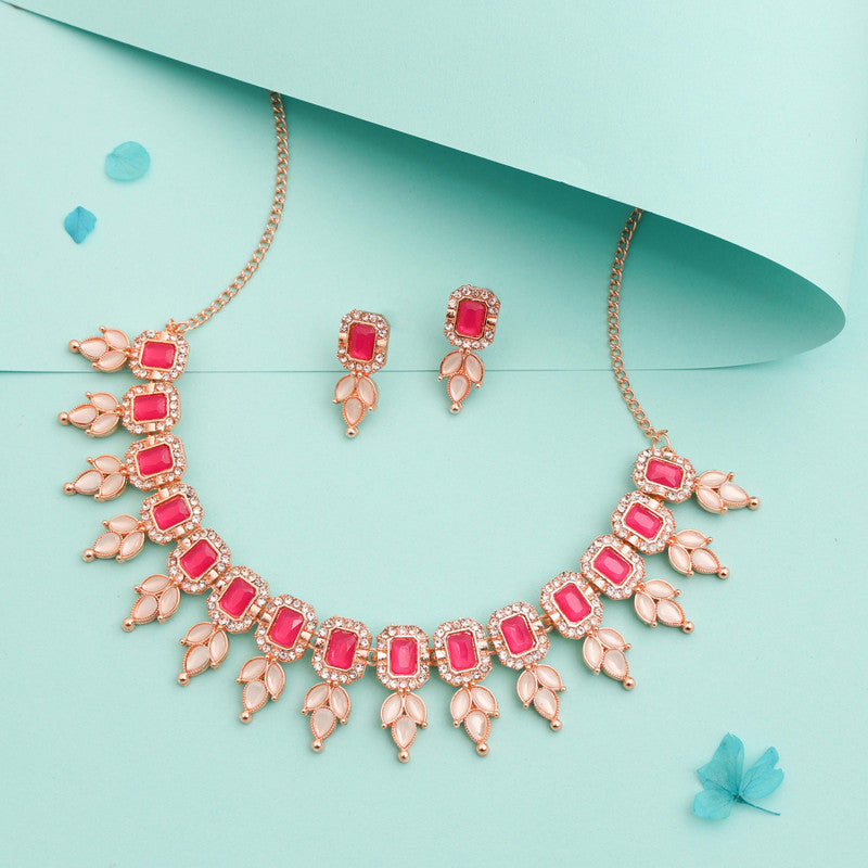Tehzeeb Creationss Pink Colour Choker With Stud - Swadesiicart