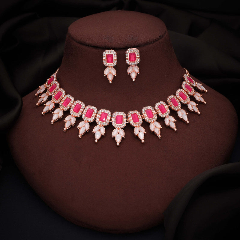 Tehzeeb Creationss Pink Colour Choker With Stud - Swadesiicart