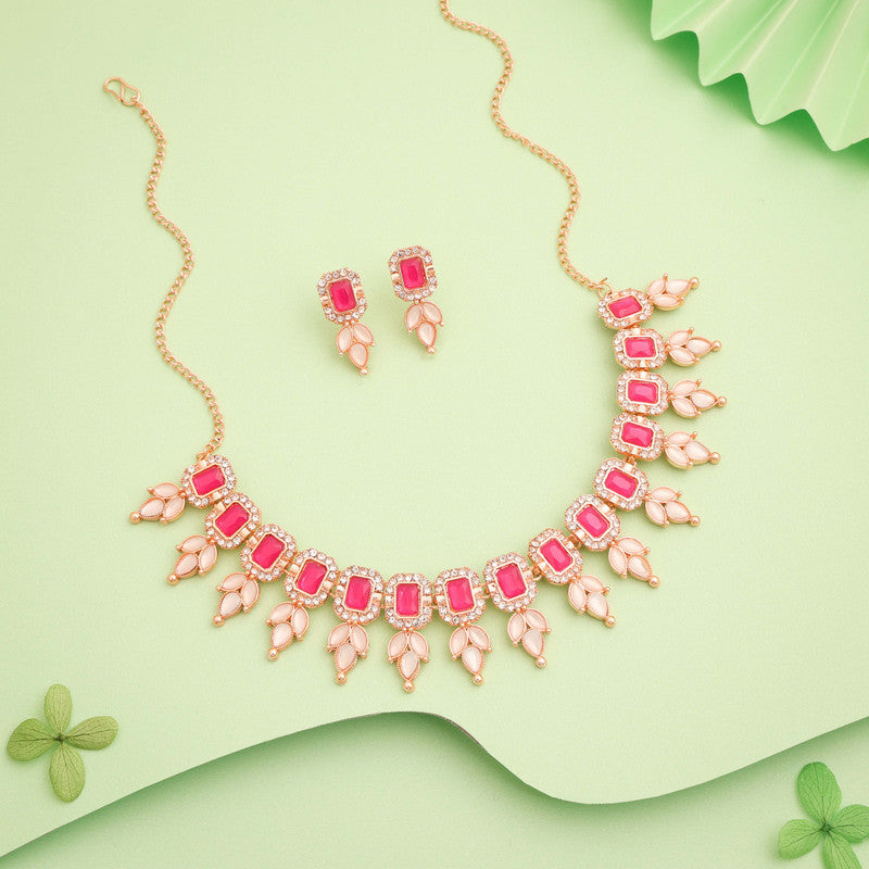 Tehzeeb Creationss Pink Colour Choker With Stud - Swadesiicart
