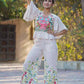 Juniper Women's White Floral Printed Rayon Peplum Co-Ord Set With Buttons - Swadesiicart