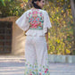Juniper Women's White Floral Printed Rayon Peplum Co-Ord Set With Buttons - Swadesiicart