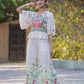 Juniper Women's White Floral Printed Rayon Peplum Co-Ord Set With Buttons - Swadesiicart