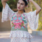 Juniper Women's White Floral Printed Rayon Peplum Co-Ord Set With Buttons - Swadesiicart