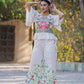 Juniper Women's White Floral Printed Rayon Peplum Co-Ord Set With Buttons - Swadesiicart