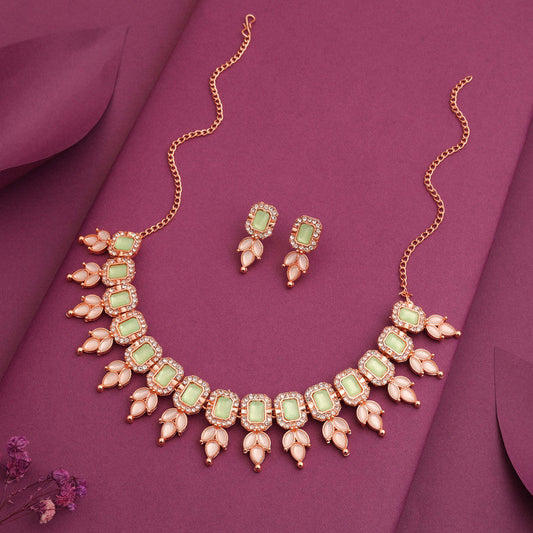 Tehzeeb Creationss Sea Green Colour Choker With Stud - Swadesiicart