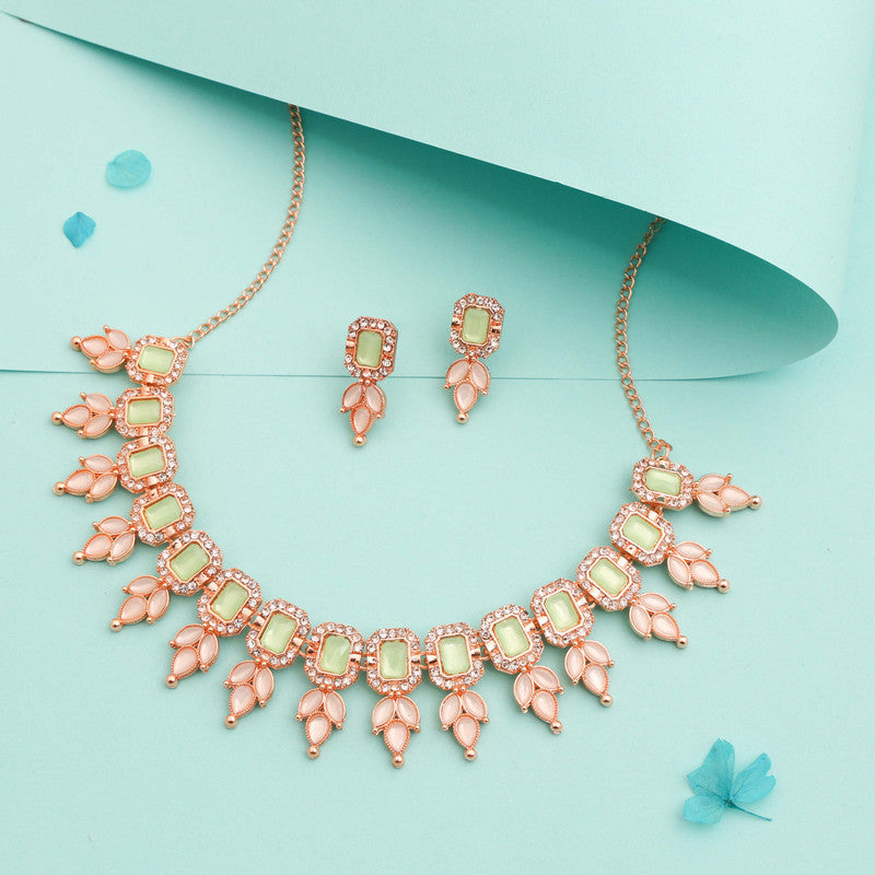 Tehzeeb Creationss Sea Green Colour Choker With Stud - Swadesiicart