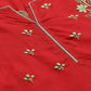 ADA Women Red & Green Chikankari Hand Embroidered Sustainable Handloom Kurta with Trousers | Swadesiicart