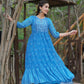 Juniper Womens Blue Georgette Floral Printed Tiered Dress | Swadesiicart