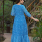 Juniper Womens Blue Georgette Floral Printed Tiered Dress | Swadesiicart