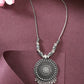 NVR Women's Silver-Toned Circular Shape Pendant with Chain | Swadesiicart