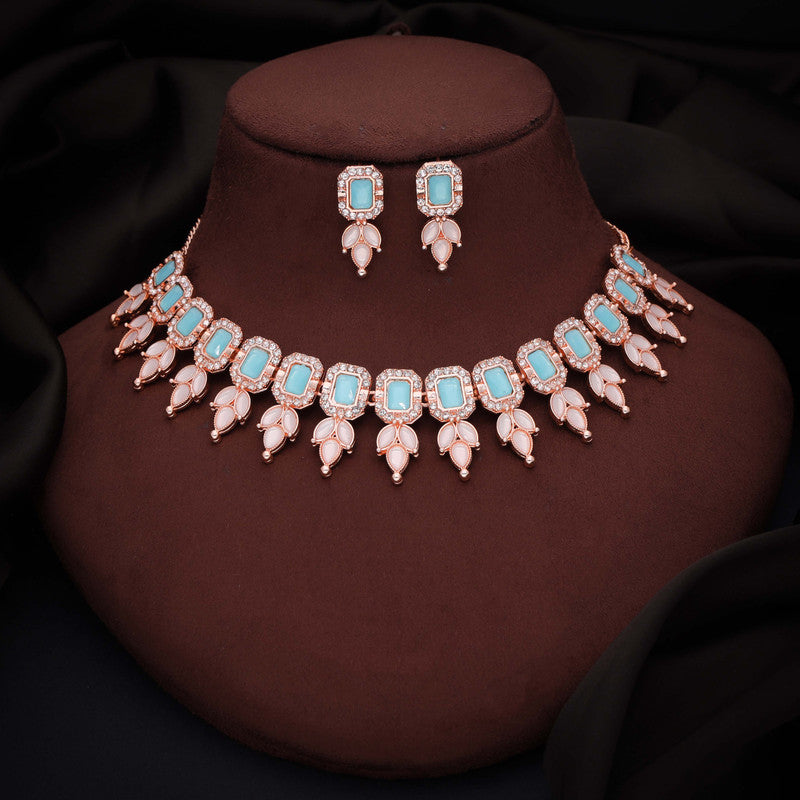 Tehzeeb Creationss Sky Blue Colour Choker With Stud - Swadesiicart