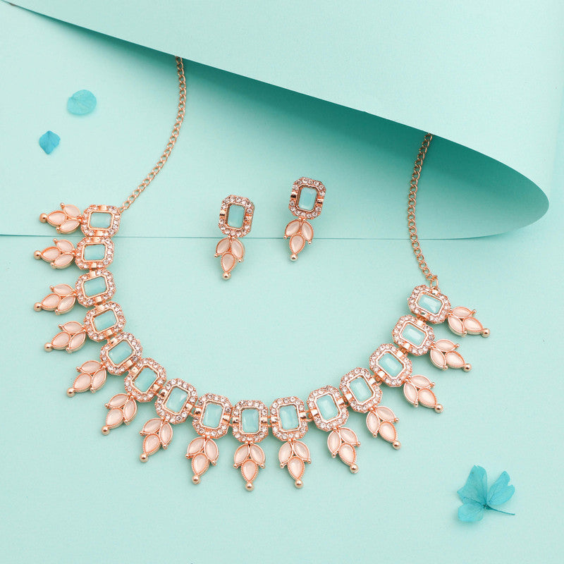 Tehzeeb Creationss Sky Blue Colour Choker With Stud - Swadesiicart