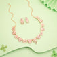 Tehzeeb Creations Gold Pleate Baby Pink Choker Necklace With Stud - Swadesiicart