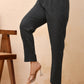 Vaasva Women Black Kantha Straight Fit Pants | Swadesiicart
