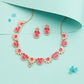 Tehzeeb Creations Gold Pleate Pink Choker Necklace With Stud - Swadesiicart