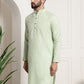 Sojanya Men Green Dobby Checked Straight Kurta | Swadesiicart