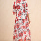 Juniper Womens White Chiffon Floral Printed Tiered Dress | Swadesiicart