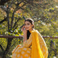 Juniper Women Yellow Georgette Printed Flared Kurta Sets - Swadesiicart