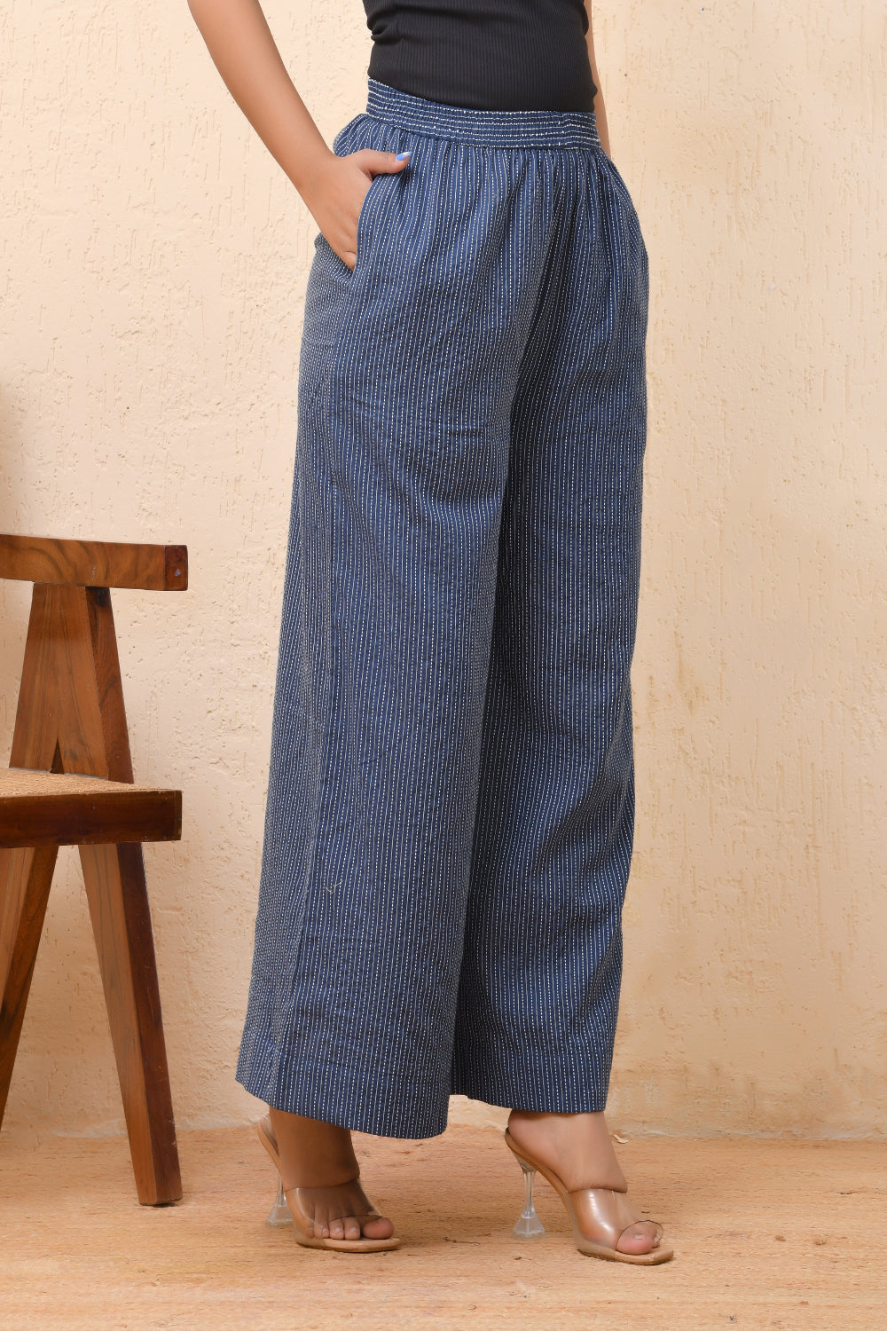 Vaasva Women Royal Blue Palazzo Pants | Swadesiicart