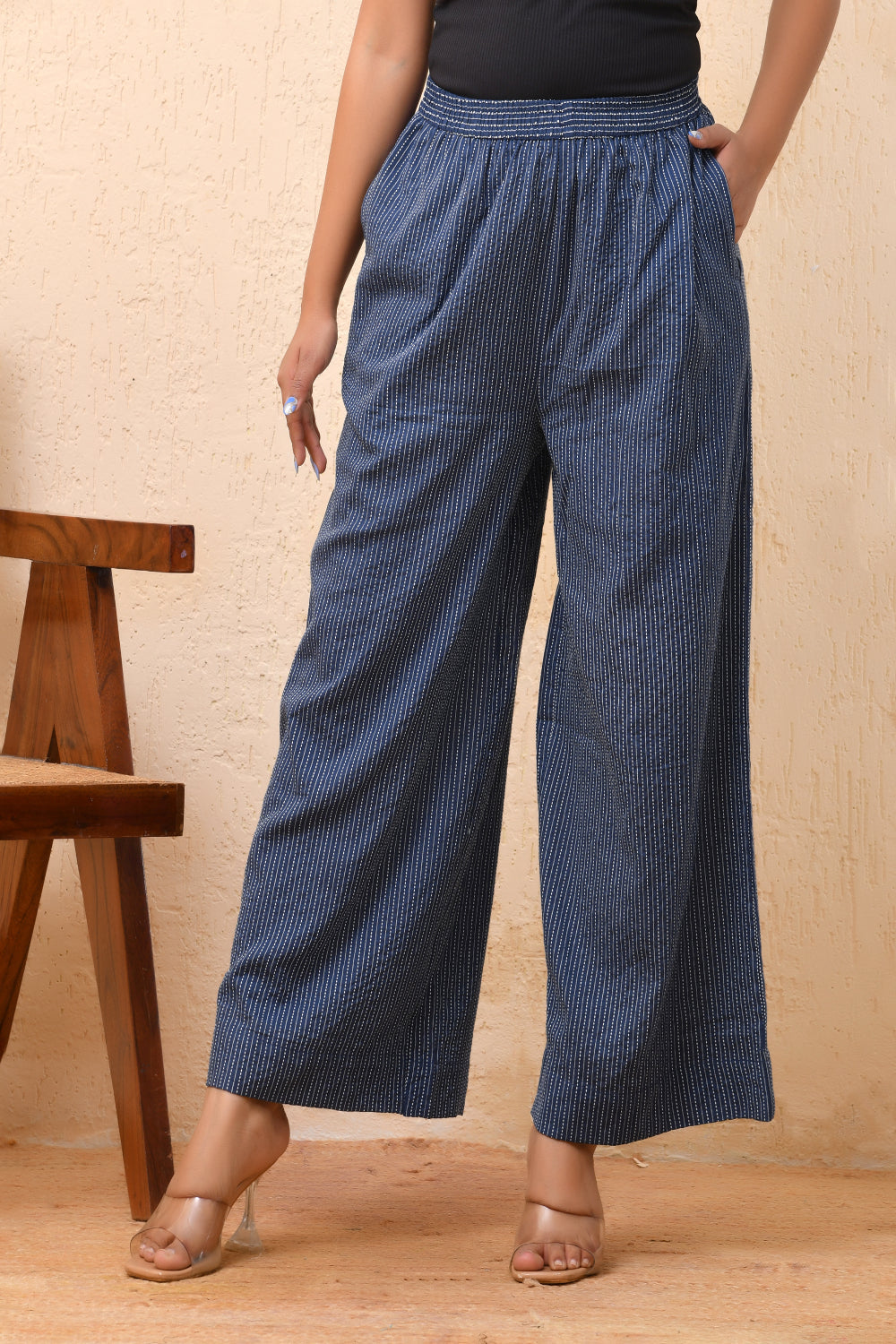 Vaasva Women Royal Blue Palazzo Pants | Swadesiicart
